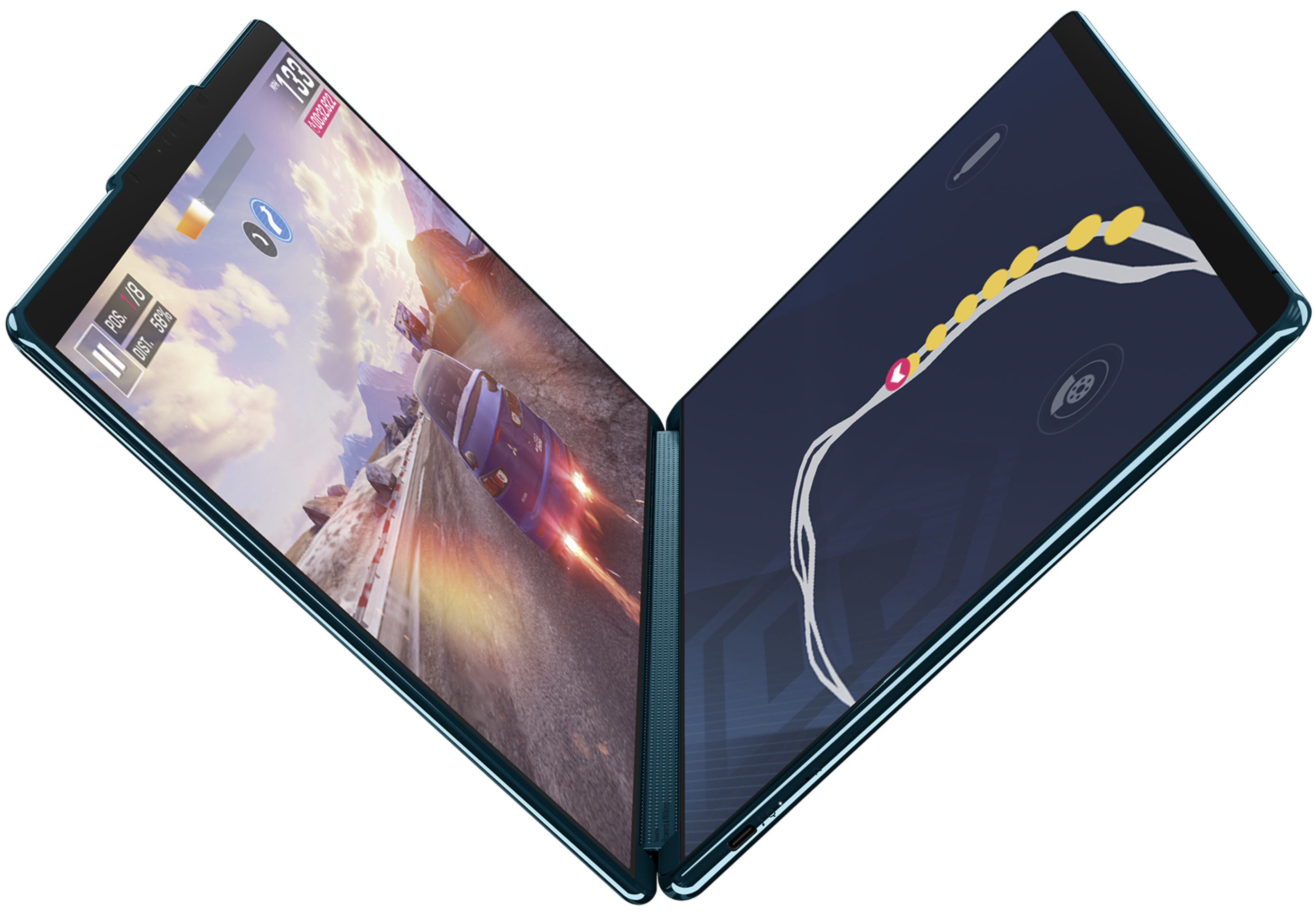 a laptop with two screens